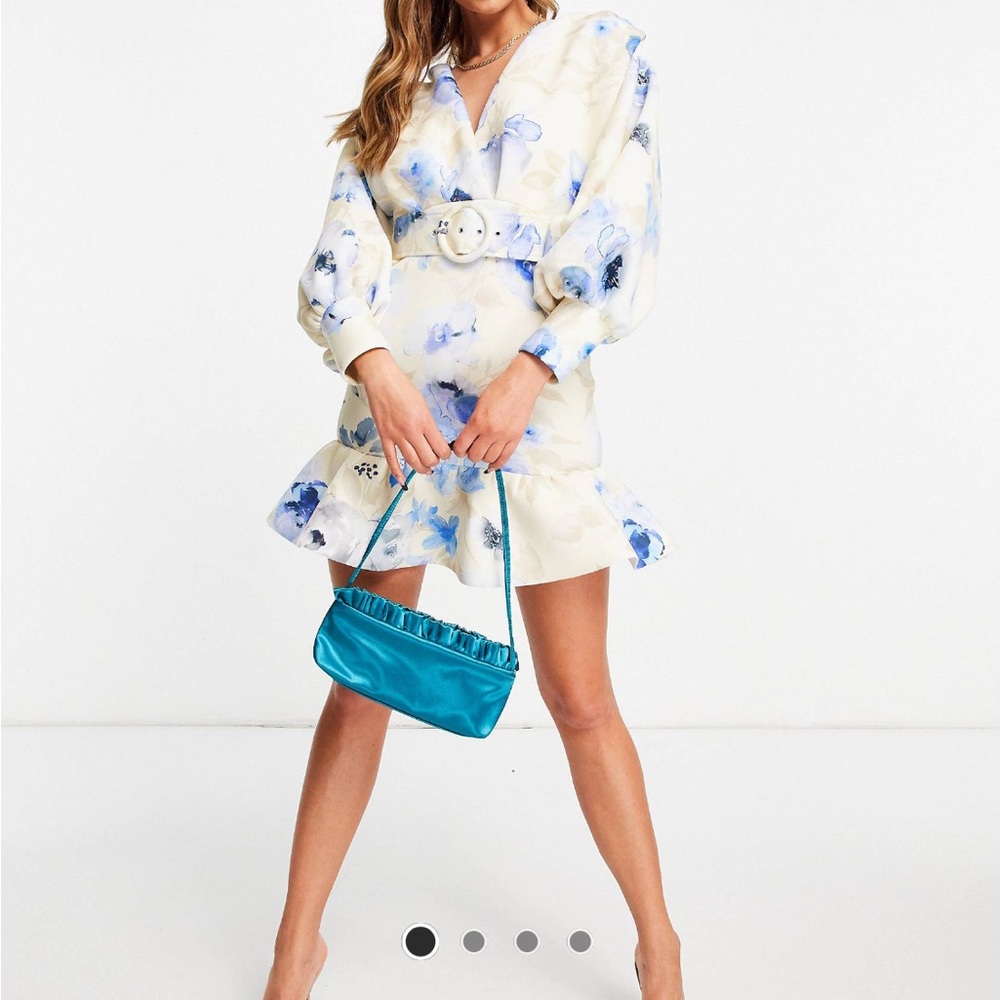 Belted peplum mini dress